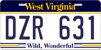 WV license plate DZR631