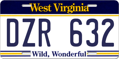 WV license plate DZR632