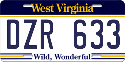 WV license plate DZR633