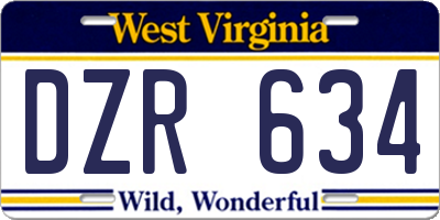 WV license plate DZR634