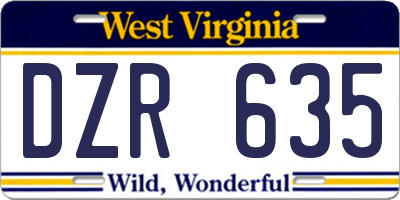 WV license plate DZR635