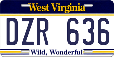 WV license plate DZR636