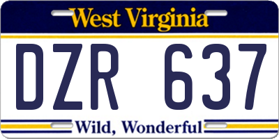 WV license plate DZR637