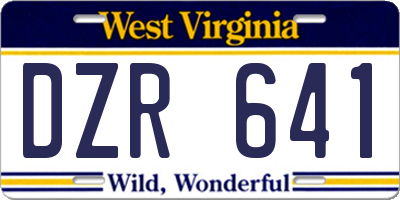 WV license plate DZR641