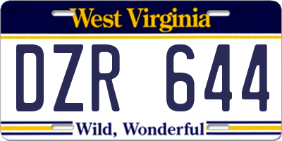 WV license plate DZR644
