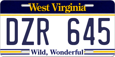 WV license plate DZR645
