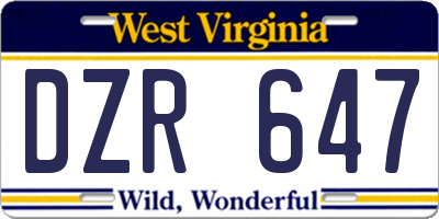 WV license plate DZR647