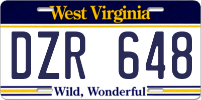 WV license plate DZR648