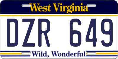 WV license plate DZR649