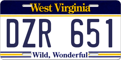 WV license plate DZR651