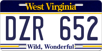 WV license plate DZR652