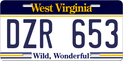 WV license plate DZR653