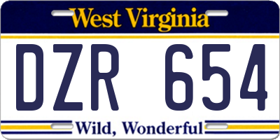 WV license plate DZR654