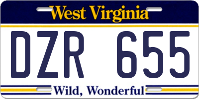 WV license plate DZR655