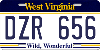 WV license plate DZR656