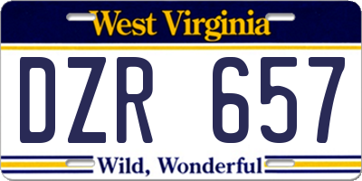 WV license plate DZR657