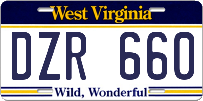 WV license plate DZR660