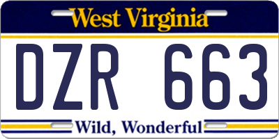 WV license plate DZR663
