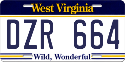 WV license plate DZR664