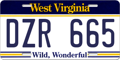 WV license plate DZR665