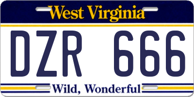 WV license plate DZR666