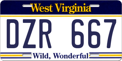 WV license plate DZR667