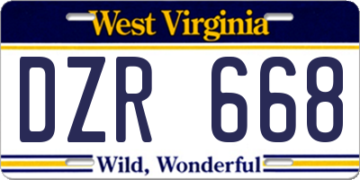 WV license plate DZR668