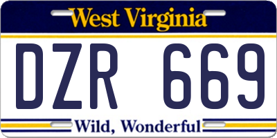 WV license plate DZR669