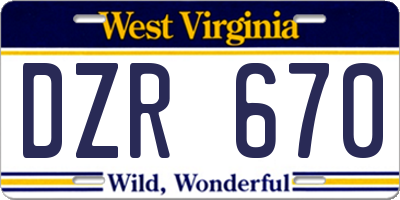WV license plate DZR670