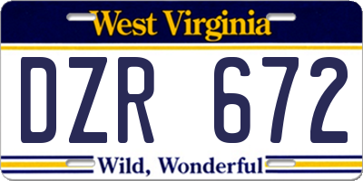 WV license plate DZR672