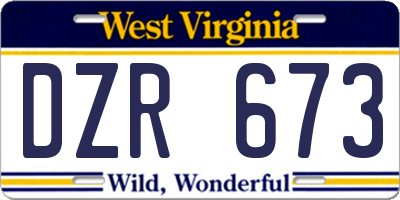 WV license plate DZR673