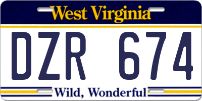 WV license plate DZR674