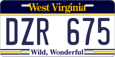 WV license plate DZR675