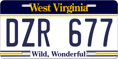 WV license plate DZR677