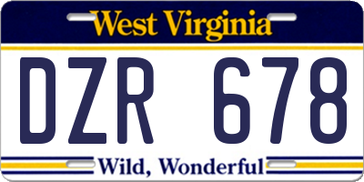 WV license plate DZR678
