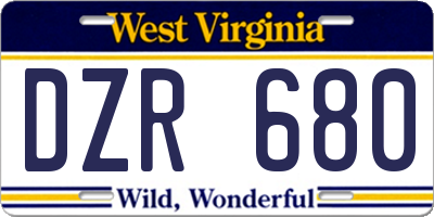 WV license plate DZR680