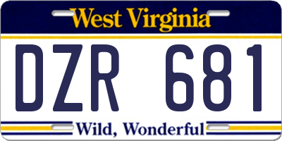 WV license plate DZR681