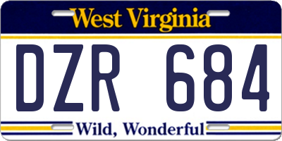 WV license plate DZR684