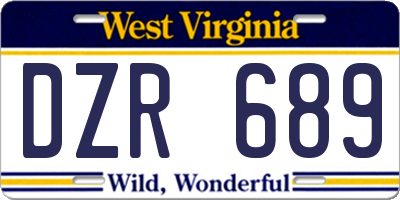 WV license plate DZR689
