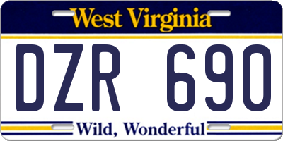 WV license plate DZR690