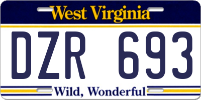 WV license plate DZR693