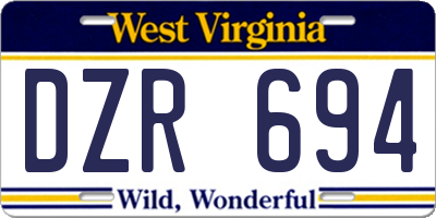 WV license plate DZR694
