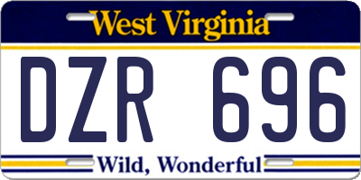 WV license plate DZR696