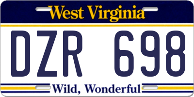 WV license plate DZR698
