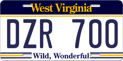 WV license plate DZR700