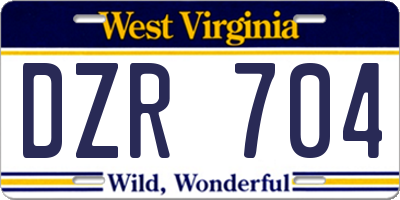 WV license plate DZR704