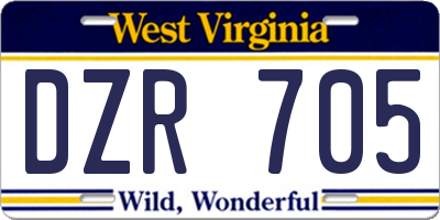 WV license plate DZR705
