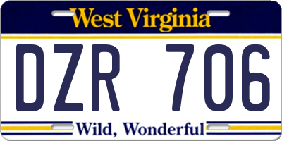 WV license plate DZR706
