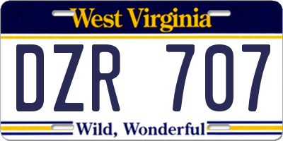 WV license plate DZR707