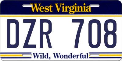 WV license plate DZR708